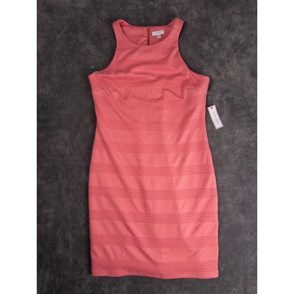 Bisou Bisou Coral Sheath Dress Size 16 Textured Knit Sleeveless Sheath NWT